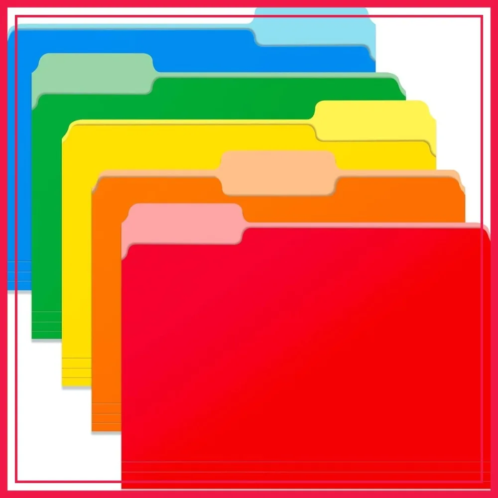 Two Tone Color File Folders 8.5x11, 1/3 Cut Tab, Assorted Colors, 15 Pack
Two Tone Color File Folders 8.5x11, 1/3 Cut Tab, Assorted Colors, 15 Pack