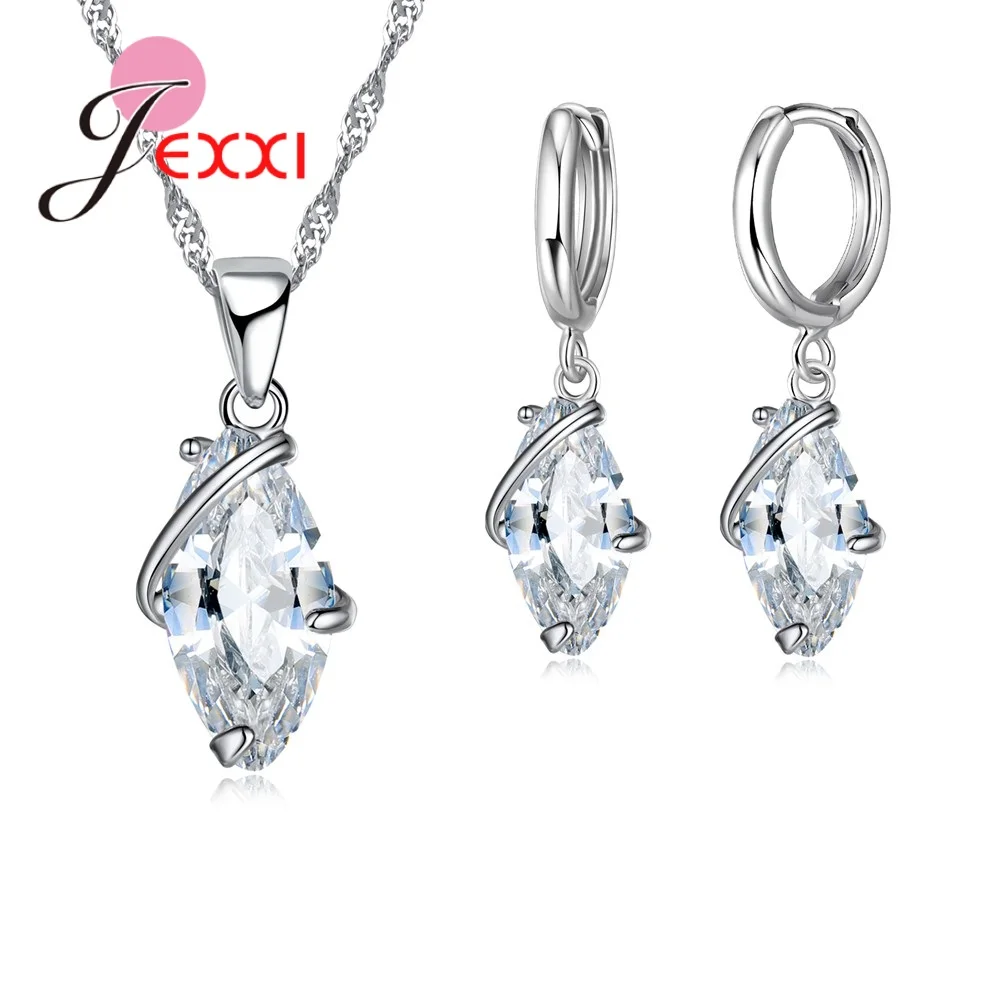 Classic Engagement White Crystal Pendant Necklace Hoop Earrings 925 Sterling Silver Sivler Jewelry Set For Women Wedding Gift
Classic Engagement White Crystal Pendant Necklace Hoop Earrings 925 Sterling Silver Sivler Jewelry Set For Women Wedding Gift