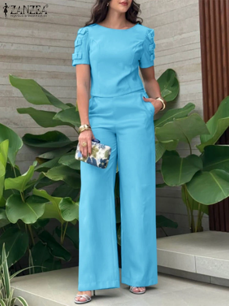 2PCS Work OL Outfits Summer Women Fashion Matching Sets ZANZEA Elegant Short Sleeve Solid Blouse Loose Wide Leg Trousers Suit
2PCS Work OL Outfits Summer Women Fashion Matching Sets ZANZEA Elegant Short Sleeve Solid Blouse Loose Wide Leg Trousers Suit