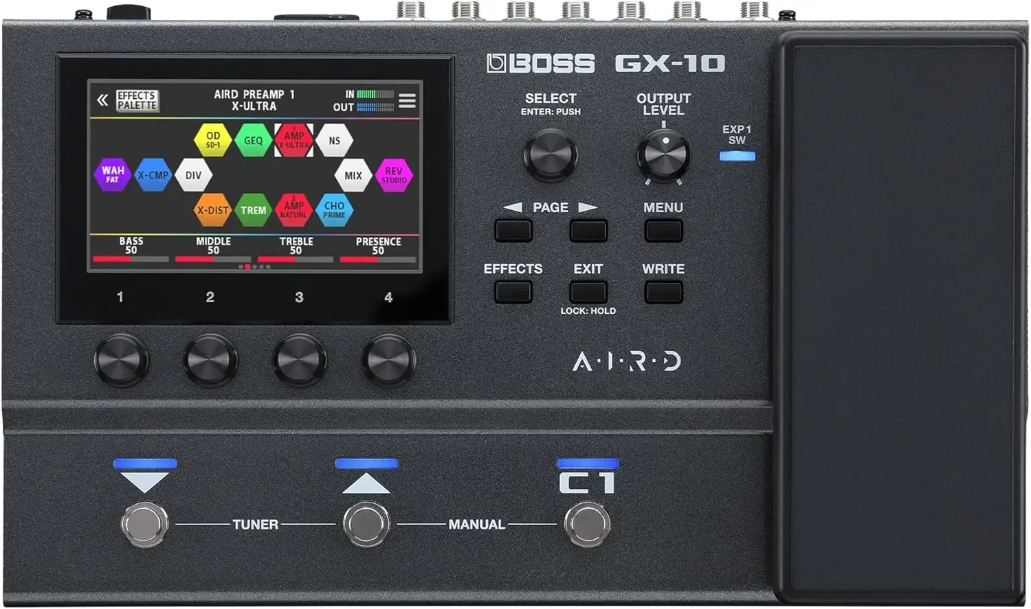 Engine | Colour Touch Display | 32 Amp Types & 170 BOSS Effects | Multi-mode Footswitches & Expression Pedal | AIRD Technology
Engine | Colour Touch Display | 32 Amp Types & 170 BOSS Effects | Multi-mode Footswitches & Expression Pedal | AIRD Technology