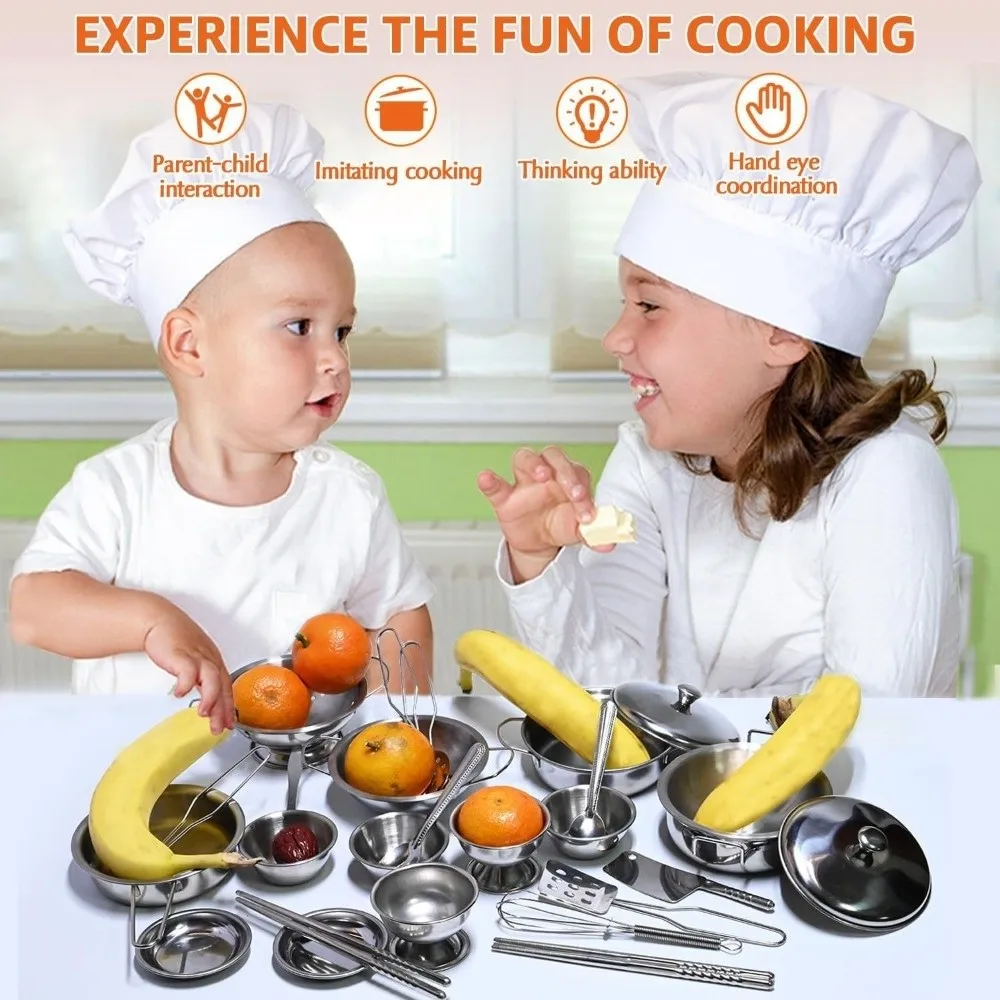 Stainless Steel Pretend Play Kitchen Set Mini with Lid Stainless Steel Cookware Simulated Interactive Mini Cooking Game
Stainless Steel Pretend Play Kitchen Set Mini with Lid Stainless Steel Cookware Simulated Interactive Mini Cooking Game