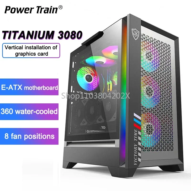 Middle Tower Side Transparent Game RGB Chassis, Power Train Titanium 3080 EATX Desktop Computer Case, 360 Water-Cooled
Middle Tower Side Transparent Game RGB Chassis, Power Train Titanium 3080 EATX Desktop Computer Case, 360 Water-Cooled