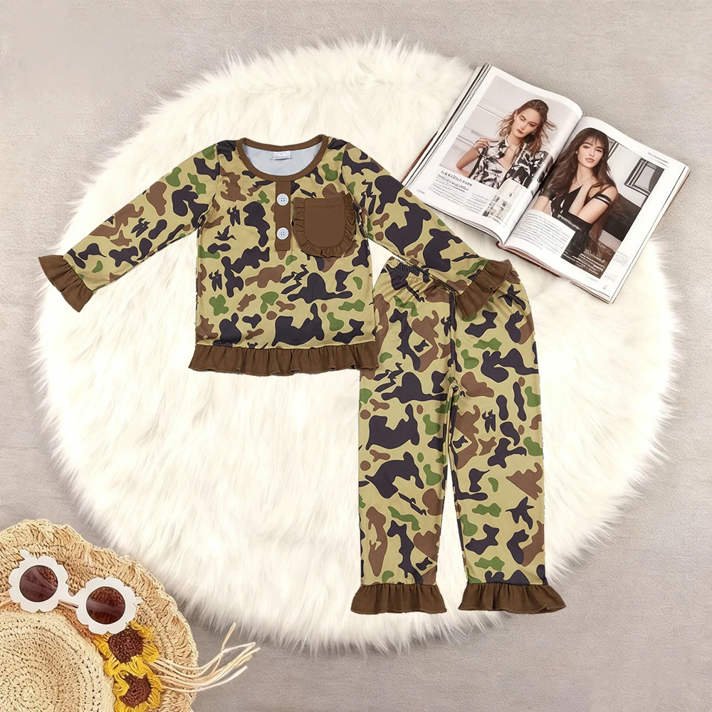 12.18 Baby Girls Winter Clothes Baby Girls Brown Camo Pocket Button Top Ruffle Pants Hunting Pajamas Sets
12.18 Baby Girls Winter Clothes Baby Girls Brown Camo Pocket Button Top Ruffle Pants Hunting Pajamas Sets