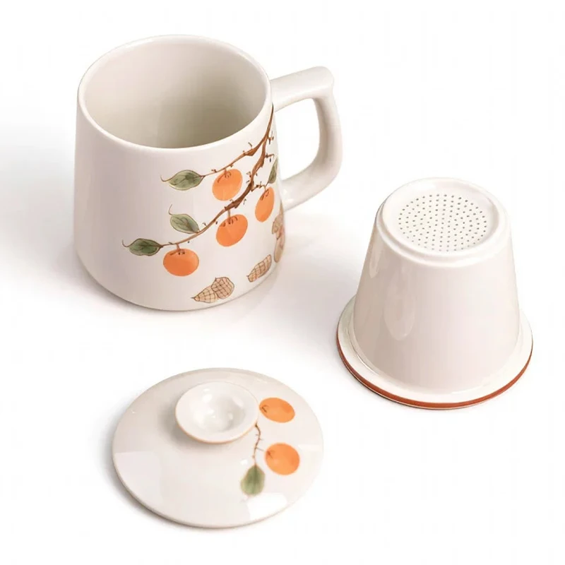 Chinese Style Tea Filtering and Separation Cups With Cover Porcelain Personal Mug Home Persimmon Pattern Ceramic Office Cup, 1Pc
Chinese Style Tea Filtering and Separation Cups With Cover Porcelain Personal Mug Home Persimmon Pattern Ceramic Office Cup, 1Pc
