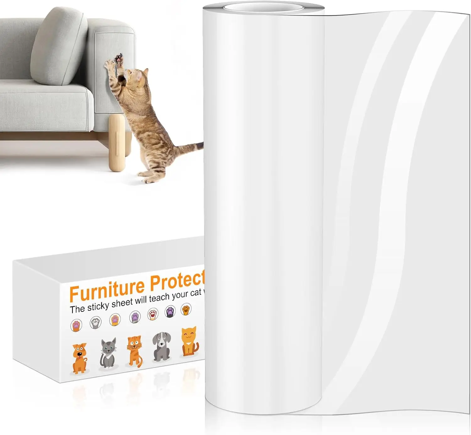 Transparent Cat Scratch Tape, 11.8"x197" Furniture Protector, Deterrent for Sofa & Carpet
Transparent Cat Scratch Tape, 11.8"x197" Furniture Protector, Deterrent for Sofa & Carpet