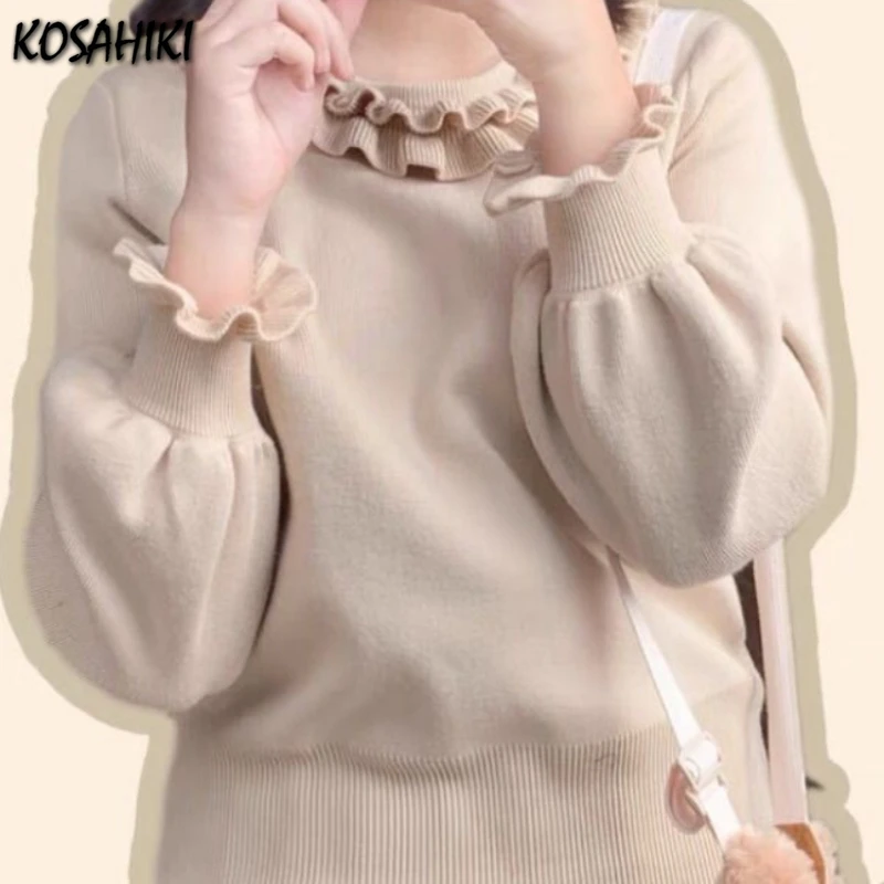 Japanese Preppy Style Solid Grunge Knitted Sweater Y2k Aesthetic Ruffled Collar Pullover Harajuku Sweet Loose Simple Jumpers
Japanese Preppy Style Solid Grunge Knitted Sweater Y2k Aesthetic Ruffled Collar Pullover Harajuku Sweet Loose Simple Jumpers