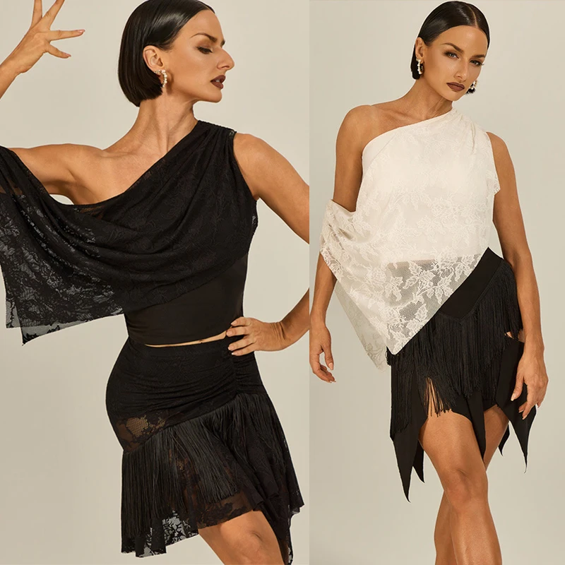 Slanted Shoulder Lace Tassels Skirt Women'S Latin Dance Competition Costumes Adults Latin Dance Training Clothing SL15824
Slanted Shoulder Lace Tassels Skirt Women'S Latin Dance Competition Costumes Adults Latin Dance Training Clothing SL15824