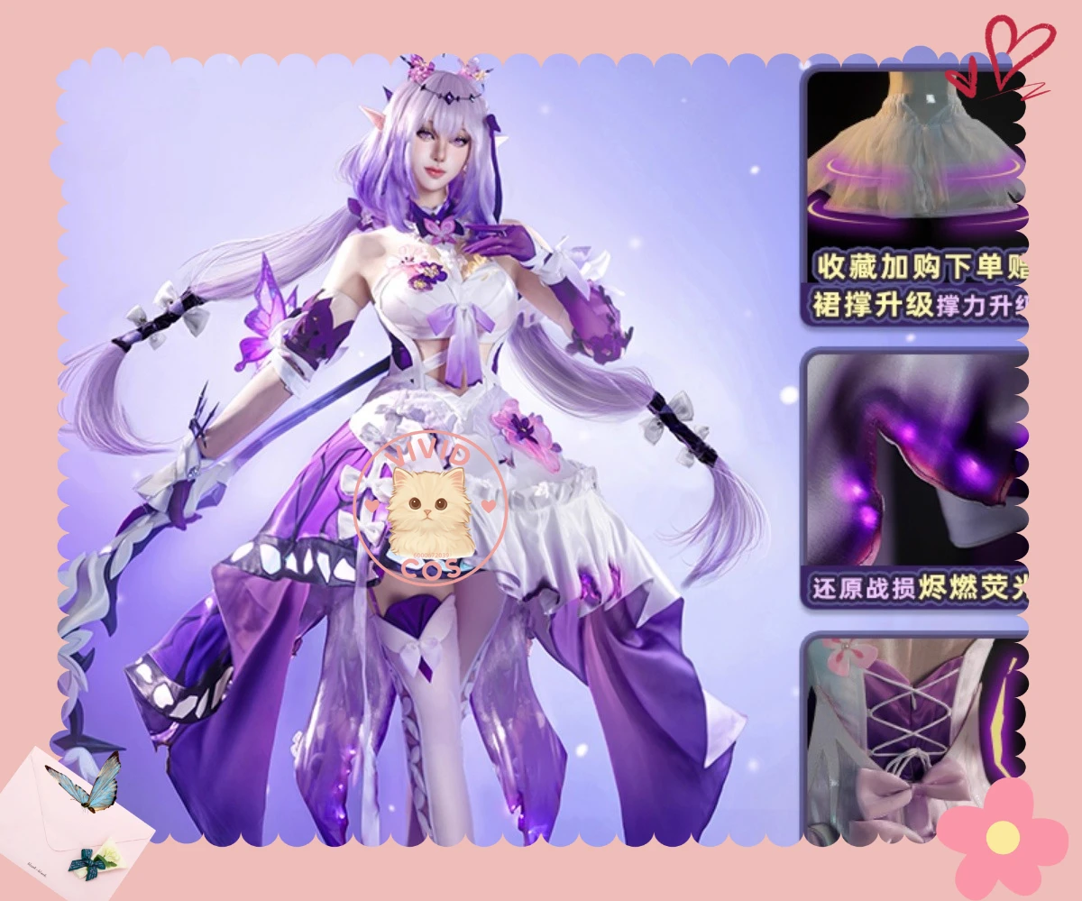 Hot Game Honkai: Star Rail Cosplay Castorice Costume Role Play Pretty Butterfly Dress with Luminous Skirting for Women Suit
Hot Game Honkai: Star Rail Cosplay Castorice Costume Role Play Pretty Butterfly Dress with Luminous Skirting for Women Suit