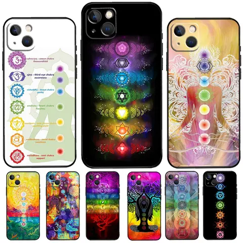 Funda de silicona para teléfono móvil, carcasa con diseño de Mandala, Chakra, Yoga, para iPhone 11, 14, 12, 13 Pro Max, Mini, 6, 7, 8 Plus, SE 2020, X, XR, XS Max