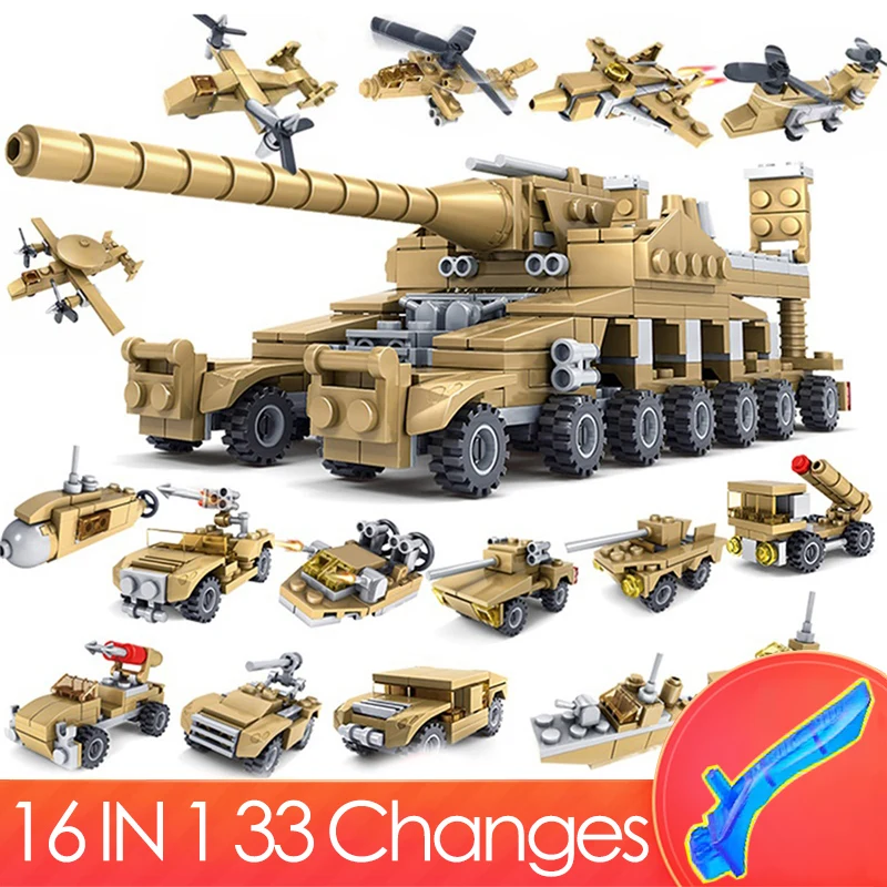 16in1 Compatible Lego Military Tank Building Blocks Super Vehicle Plane Ship Army Bricks Educational Toys for Children
16in1 Compatible Lego Military Tank Building Blocks Super Vehicle Plane Ship Army Bricks Educational Toys for Children