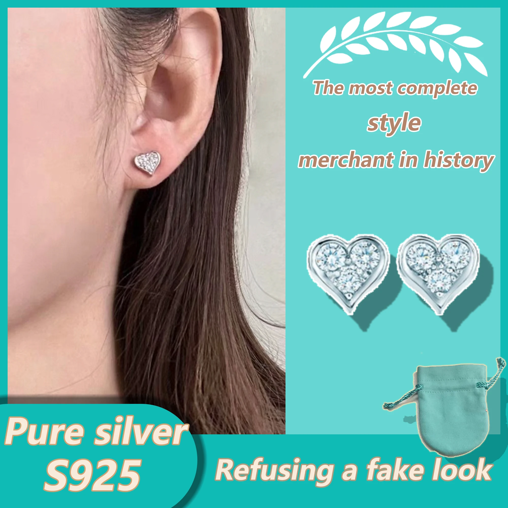 Light luxury heart-shaped diamond studded earrings made of pure silver S925, with a high-end and elegant temperament, TCO series
Light luxury heart-shaped diamond studded earrings made of pure silver S925, with a high-end and elegant temperament, TCO series