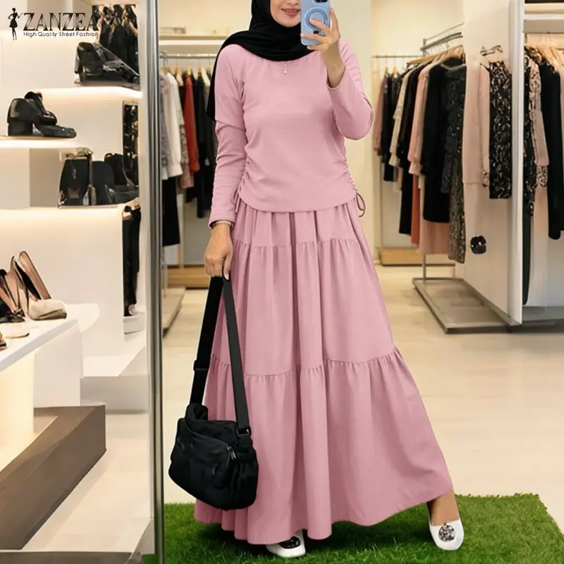 ZANZEA Women's Muslim Modest 2 Piece Sets Casual Long Sleeve Blouse & A-Line Tiered Maxi Skirts Co-ords Islamic Hijabis Outfits
ZANZEA Women's Muslim Modest 2 Piece Sets Casual Long Sleeve Blouse & A-Line Tiered Maxi Skirts Co-ords Islamic Hijabis Outfits