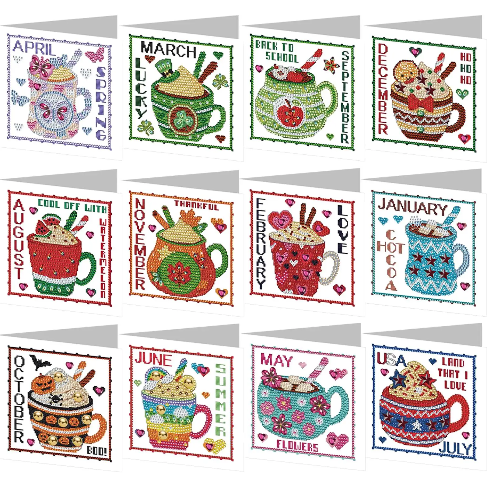 12pcs DIY Month Calendar Pattern Diamond Art Greeting Cards Diamond Art Handmade Cards for Living Room Bedroom Office Desk
12pcs DIY Month Calendar Pattern Diamond Art Greeting Cards Diamond Art Handmade Cards for Living Room Bedroom Office Desk