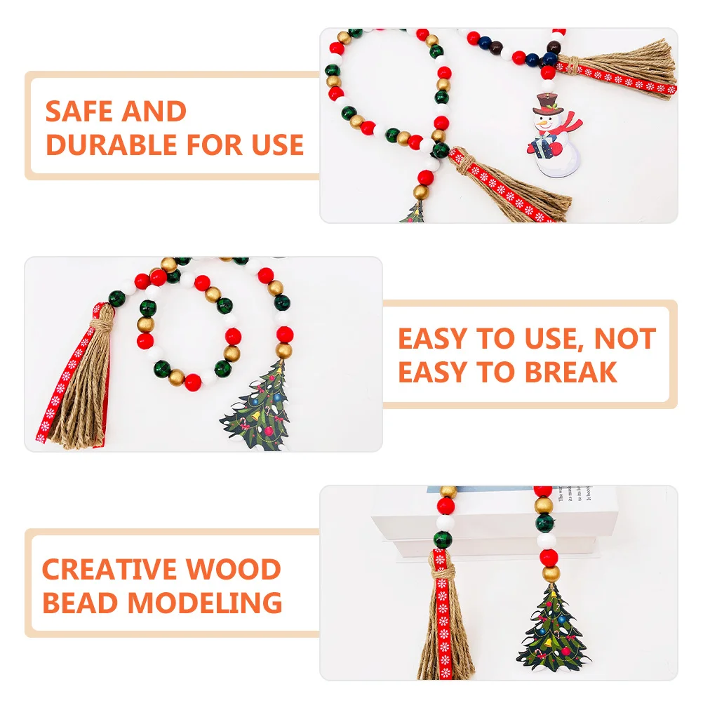 Wood Bead Garland Tassel Pendant Rustic Xmas Hanging Decoration Beaded Garland Decor for Christmas Scene Layout
Wood Bead Garland Tassel Pendant Rustic Xmas Hanging Decoration Beaded Garland Decor for Christmas Scene Layout