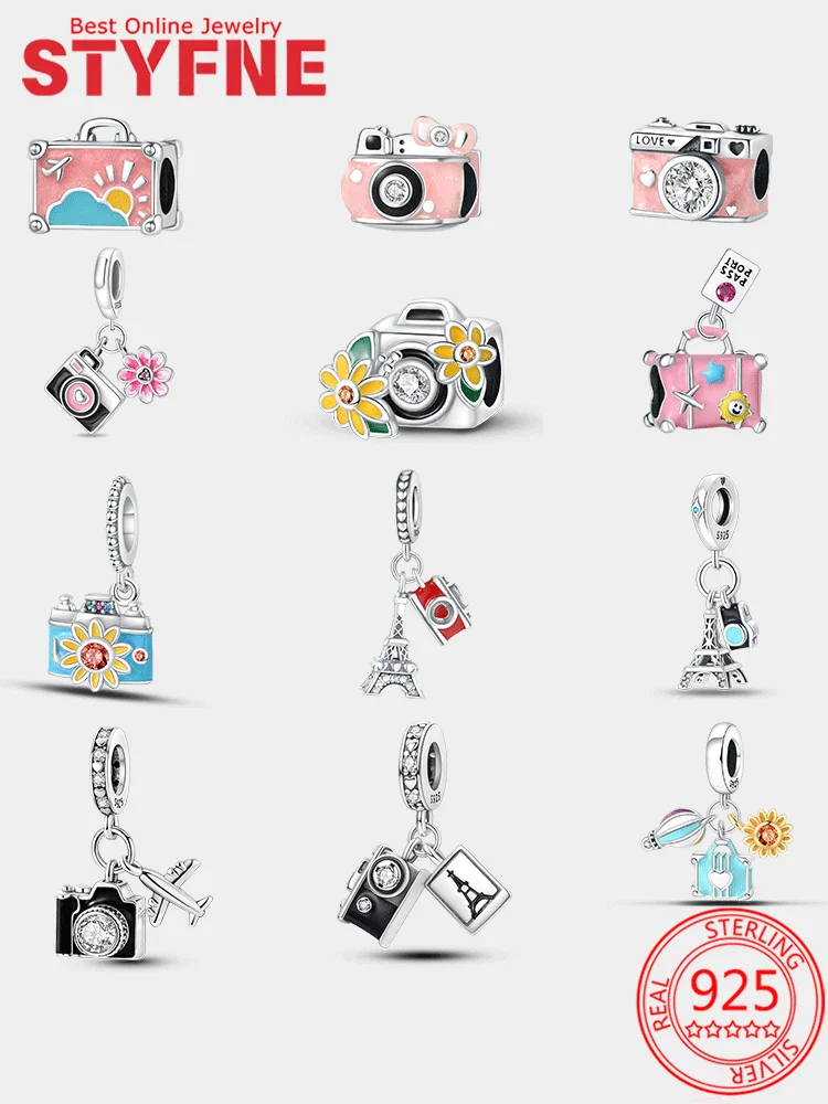 Silver 925 Suitcase Pink Camera Plane Paris Tower Charms Beads Pendant Fit Diy Original Bracelet Jewelry Fine Gifts for Women
Silver 925 Suitcase Pink Camera Plane Paris Tower Charms Beads Pendant Fit Diy Original Bracelet Jewelry Fine Gifts for Women