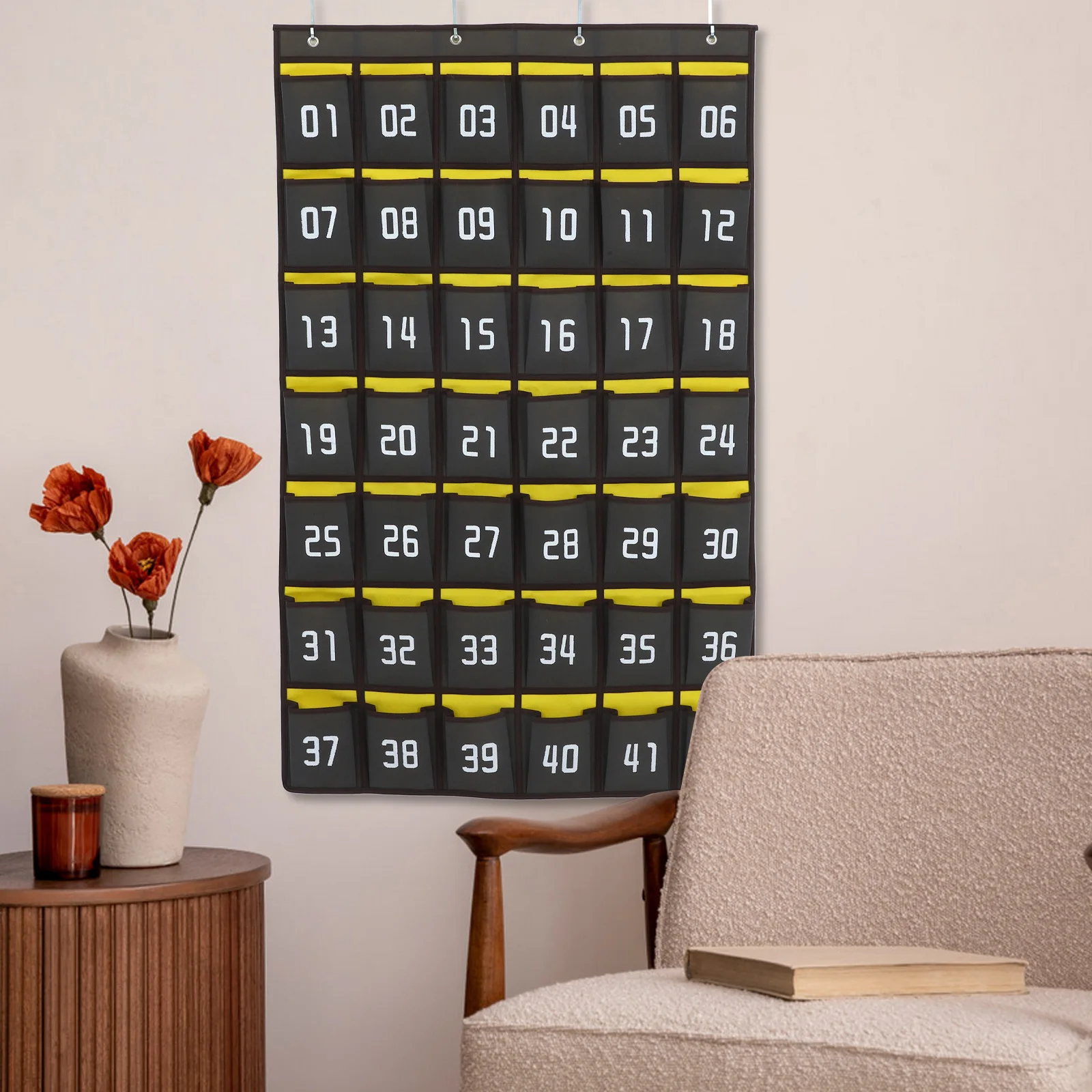 42 Pockets Cell Phone Storage Bag Deep Gray Hanging Organizer Thick Hooks Numbered Classroom Physics Tools
42 Pockets Cell Phone Storage Bag Deep Gray Hanging Organizer Thick Hooks Numbered Classroom Physics Tools