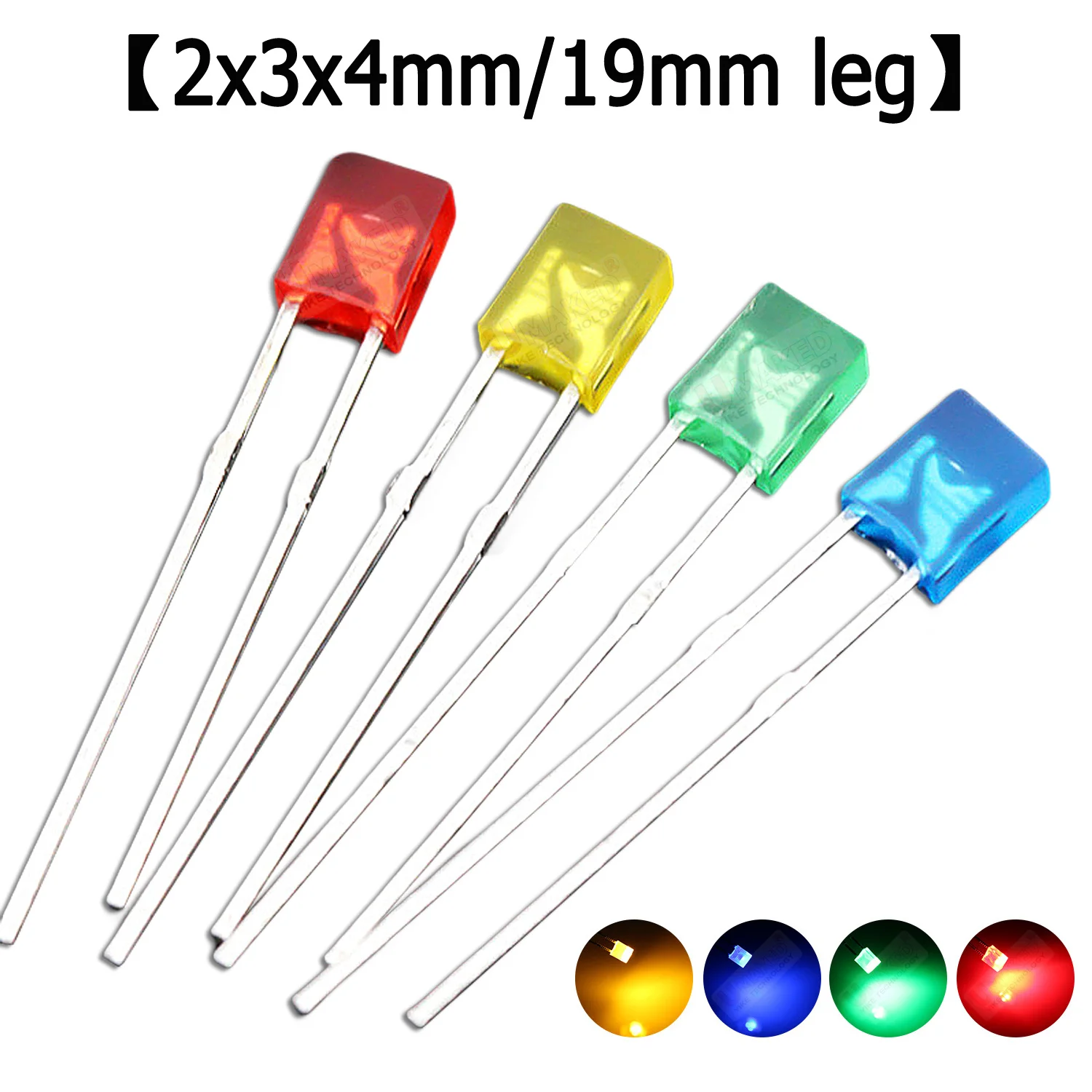 1000pcs 2x3x4mm color lense 19mm leg Square LED Diodes Red Green Blue Yellow Rectangular 2V 3V DIY PCB Lights Emitting Lamp Bulb
1000pcs 2x3x4mm color lense 19mm leg Square LED Diodes Red Green Blue Yellow Rectangular 2V 3V DIY PCB Lights Emitting Lamp Bulb