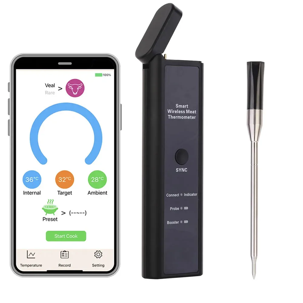 Bluetooth Premium Smart Waterproof Kitchen Food Meat Truly Wireless Thermometer With High Temperature Probe For Grill Barbecue
Bluetooth Premium Smart Waterproof Kitchen Food Meat Truly Wireless Thermometer With High Temperature Probe For Grill Barbecue
