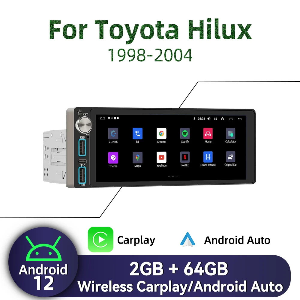 Carplay 6,86 "экран мультимедиа 1Din Android автомобильный радиоприемник для Toyota Hilux 1998-2004 головное устройство авторадио стерео GPS навигация
Carplay 6,86 "экран мультимедиа 1Din Android автомобильный радиоприемник для Toyota Hilux 1998-2004 головное устройство авторадио стерео GPS навигация