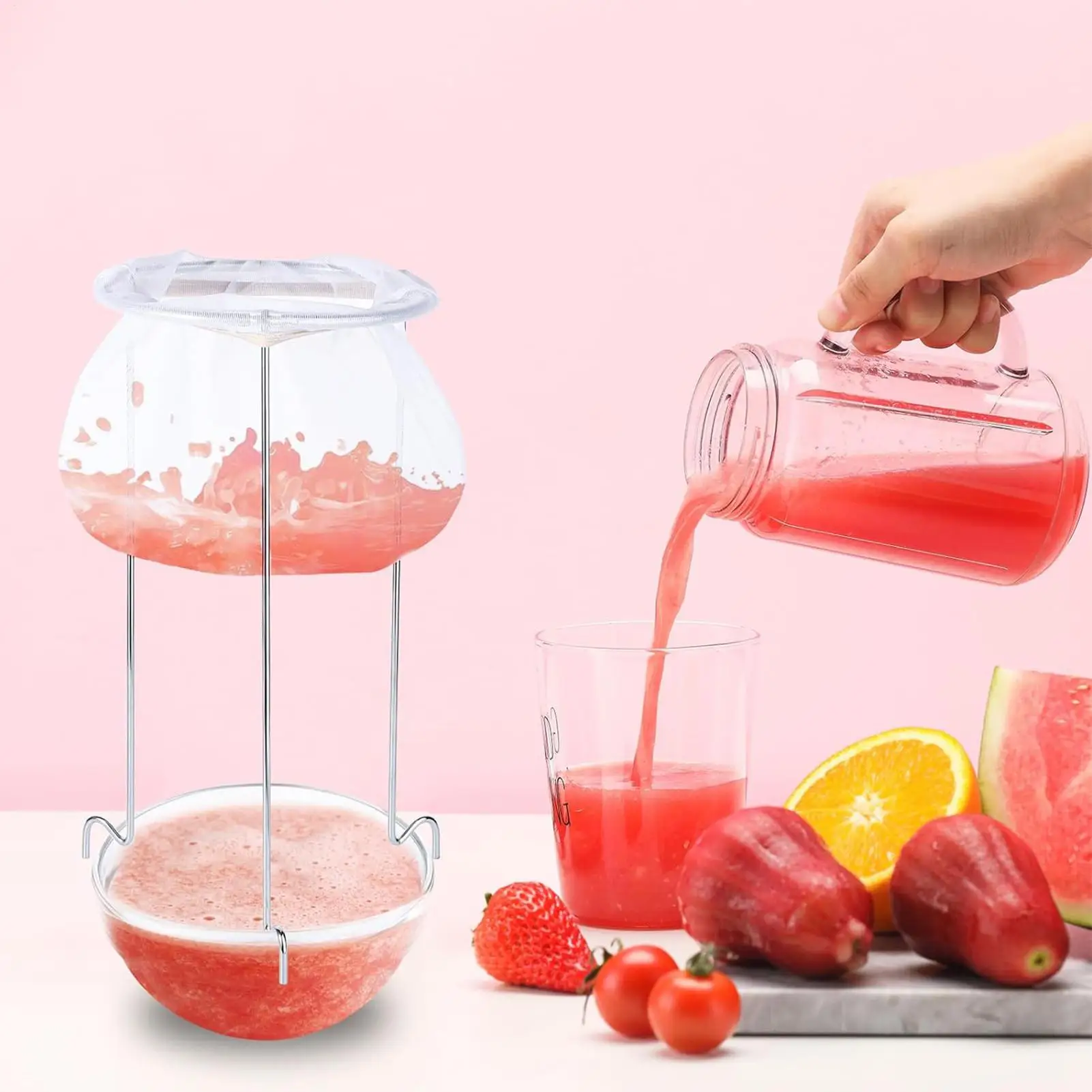 Stainless Steel Jelly Strainer Rack With Bag Filtering Tool With 3 Hook Legs For Straining Jam, Juice, Milk, Broth, Yogurt
Stainless Steel Jelly Strainer Rack With Bag Filtering Tool With 3 Hook Legs For Straining Jam, Juice, Milk, Broth, Yogurt