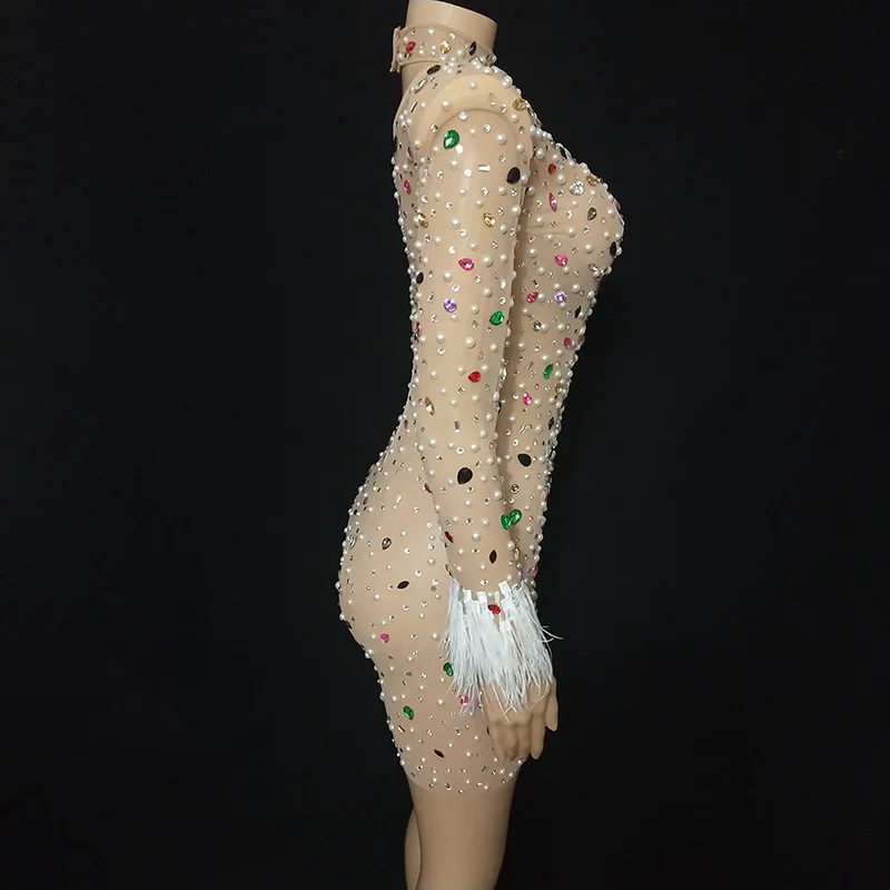 Dress nightclub bar singer print diamonds pearl feather see-through mesh skirt party
Dress nightclub bar singer print diamonds pearl feather see-through mesh skirt party