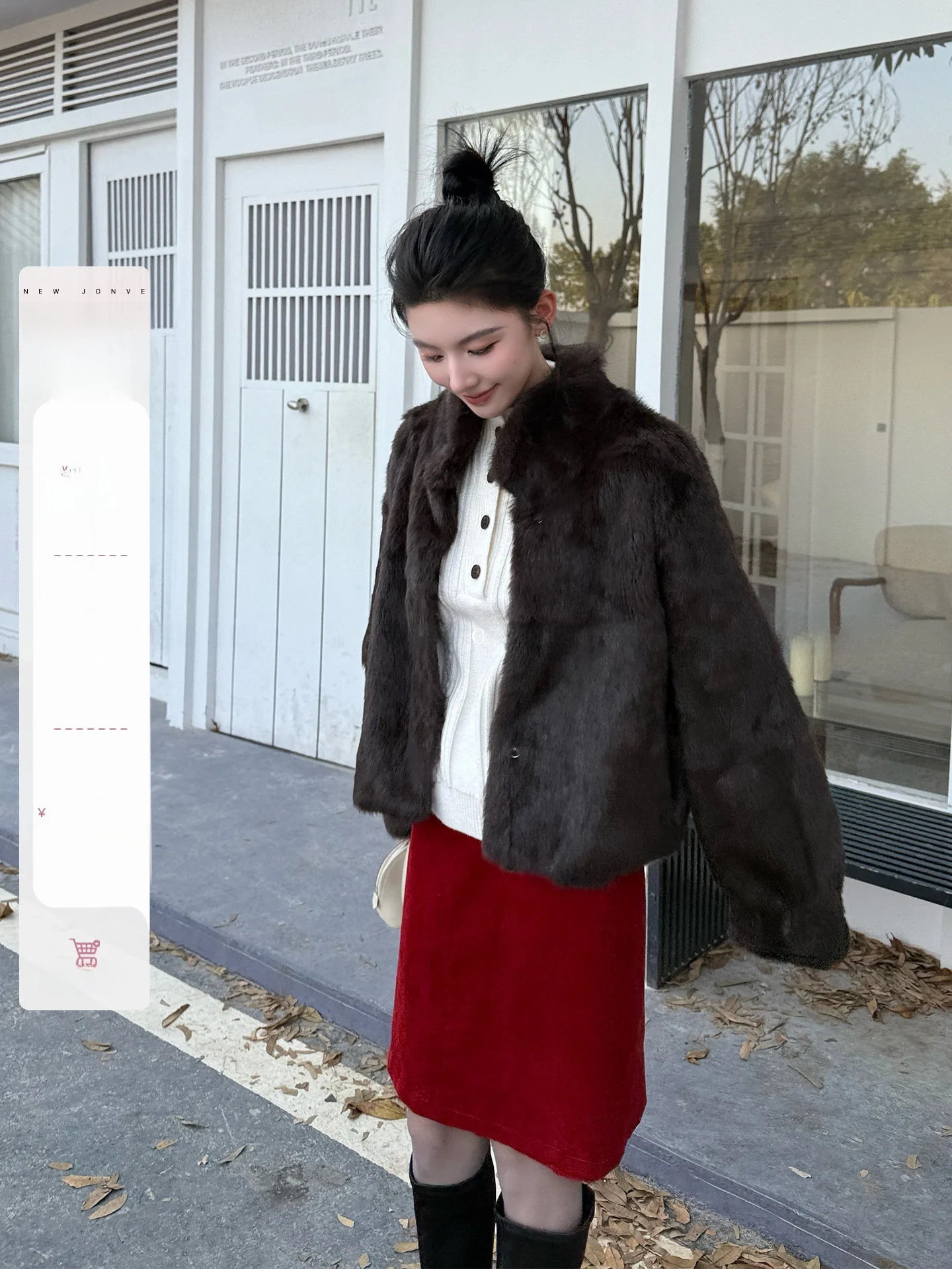 Warm Lightweight Rabbit Fur Coffee Mushroom Patterned Short Jacket with Stand Collar for Women Straight Cut Style
Warm Lightweight Rabbit Fur Coffee Mushroom Patterned Short Jacket with Stand Collar for Women Straight Cut Style