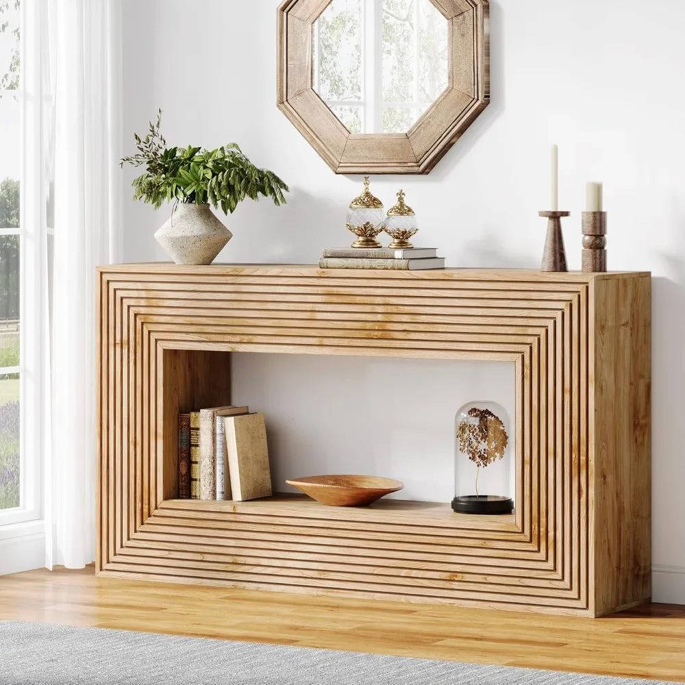 59-Inch Wood Console Table, Farmhouse Fluted Entryway Table with Storage, Long Sofa Table Behind Couch, Rectangular Accent
59-Inch Wood Console Table, Farmhouse Fluted Entryway Table with Storage, Long Sofa Table Behind Couch, Rectangular Accent