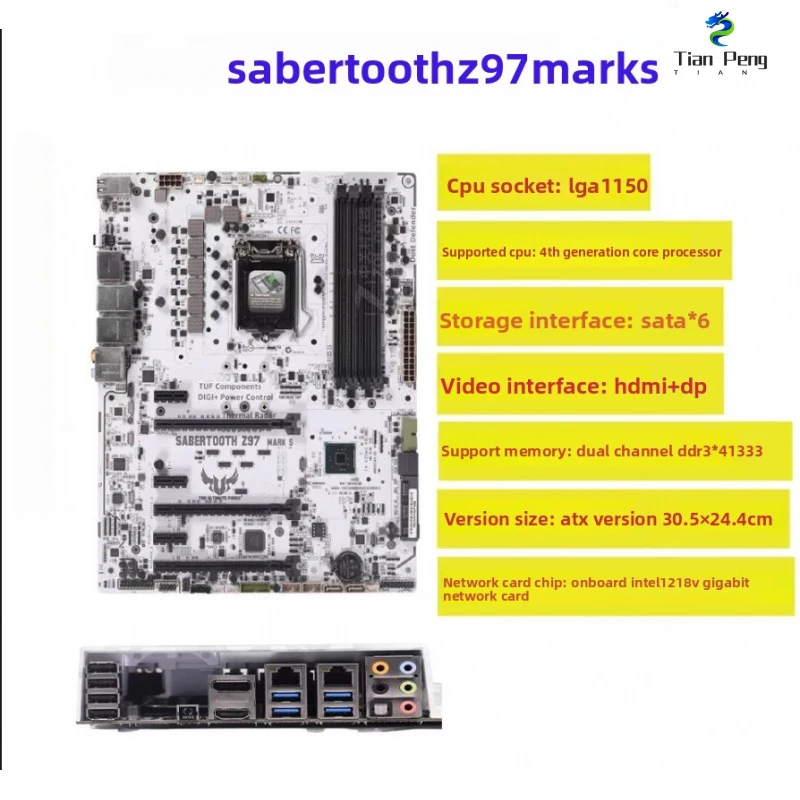 90%new LGA1150 Gaming Mainboard for ASUS SABERTOOTH Z97 MARK S Intel Z97 Chipset TUF Armor Dual Gigabit LAN USB3.0
90%new LGA1150 Gaming Mainboard for ASUS SABERTOOTH Z97 MARK S Intel Z97 Chipset TUF Armor Dual Gigabit LAN USB3.0