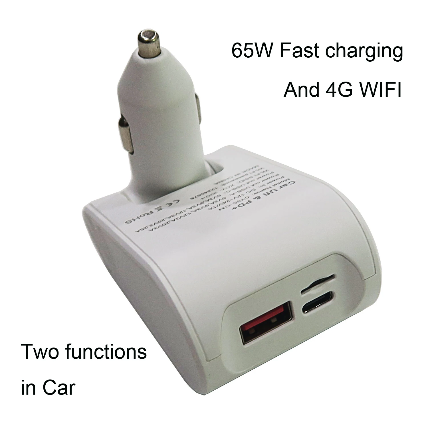 Multi Functional Car charger with Car WiFi two functions 65W super fast charging and WIFI 6 internet access USB-A and USB-C
Multi Functional Car charger with Car WiFi two functions 65W super fast charging and WIFI 6 internet access USB-A and USB-C