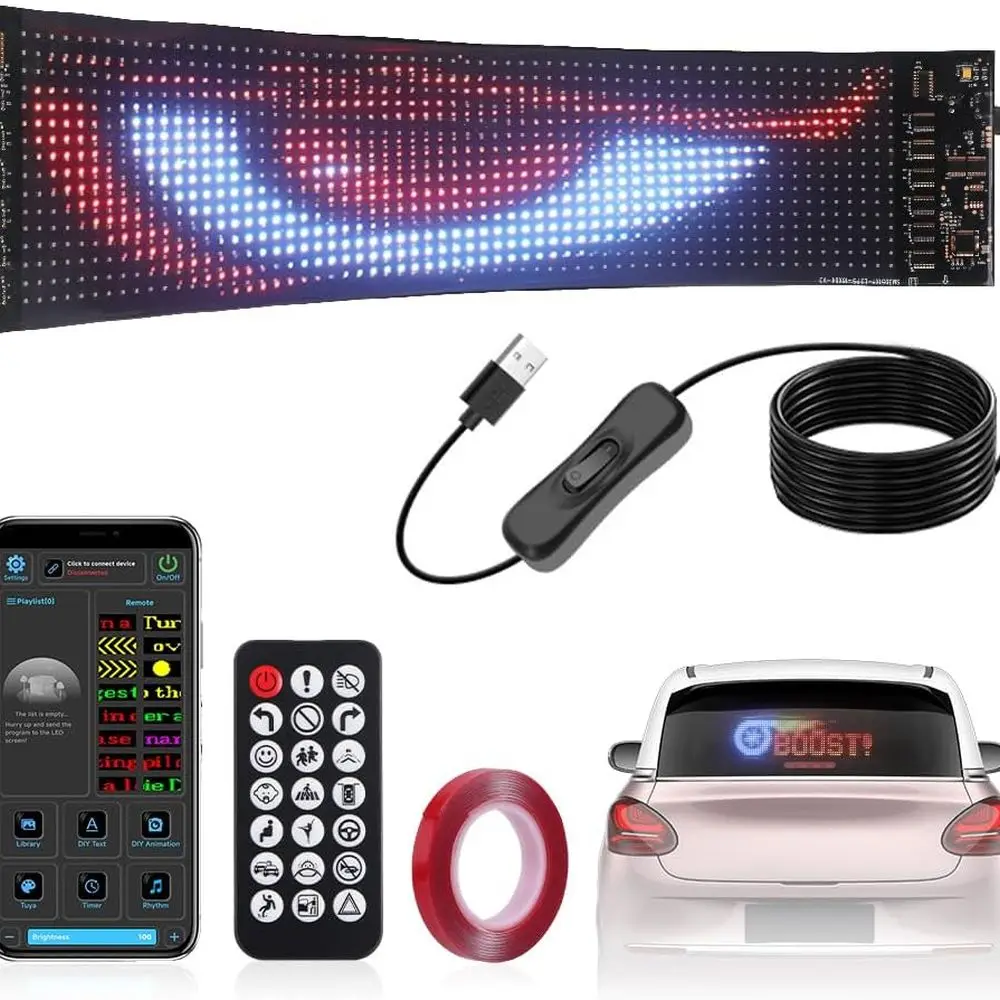 3.62 x 14.72 Flex LED Car Light with Programmable Remote and Bluetooth App Control for Vehicle Windows
3.62 x 14.72 Flex LED Car Light with Programmable Remote and Bluetooth App Control for Vehicle Windows