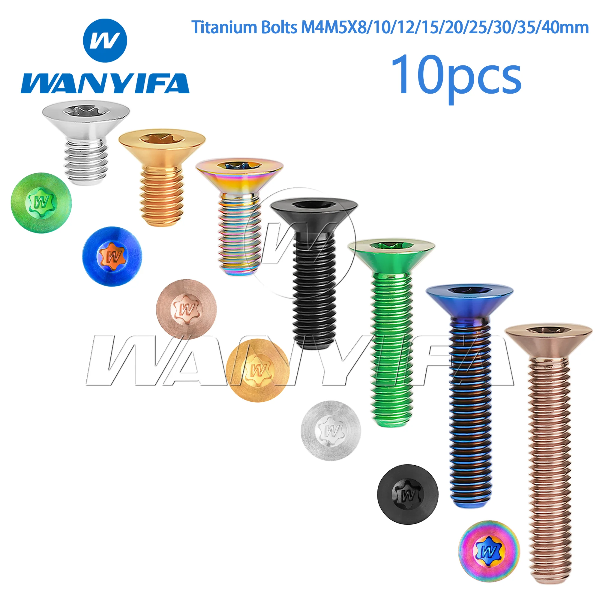 Wanyifa Titanium Bolts M4M5X8/10/12/15/20/25/30/35/40mm Countersunk Bead Plum Torx for Motorcycle 10pcs
Wanyifa Titanium Bolts M4M5X8/10/12/15/20/25/30/35/40mm Countersunk Bead Plum Torx for Motorcycle 10pcs