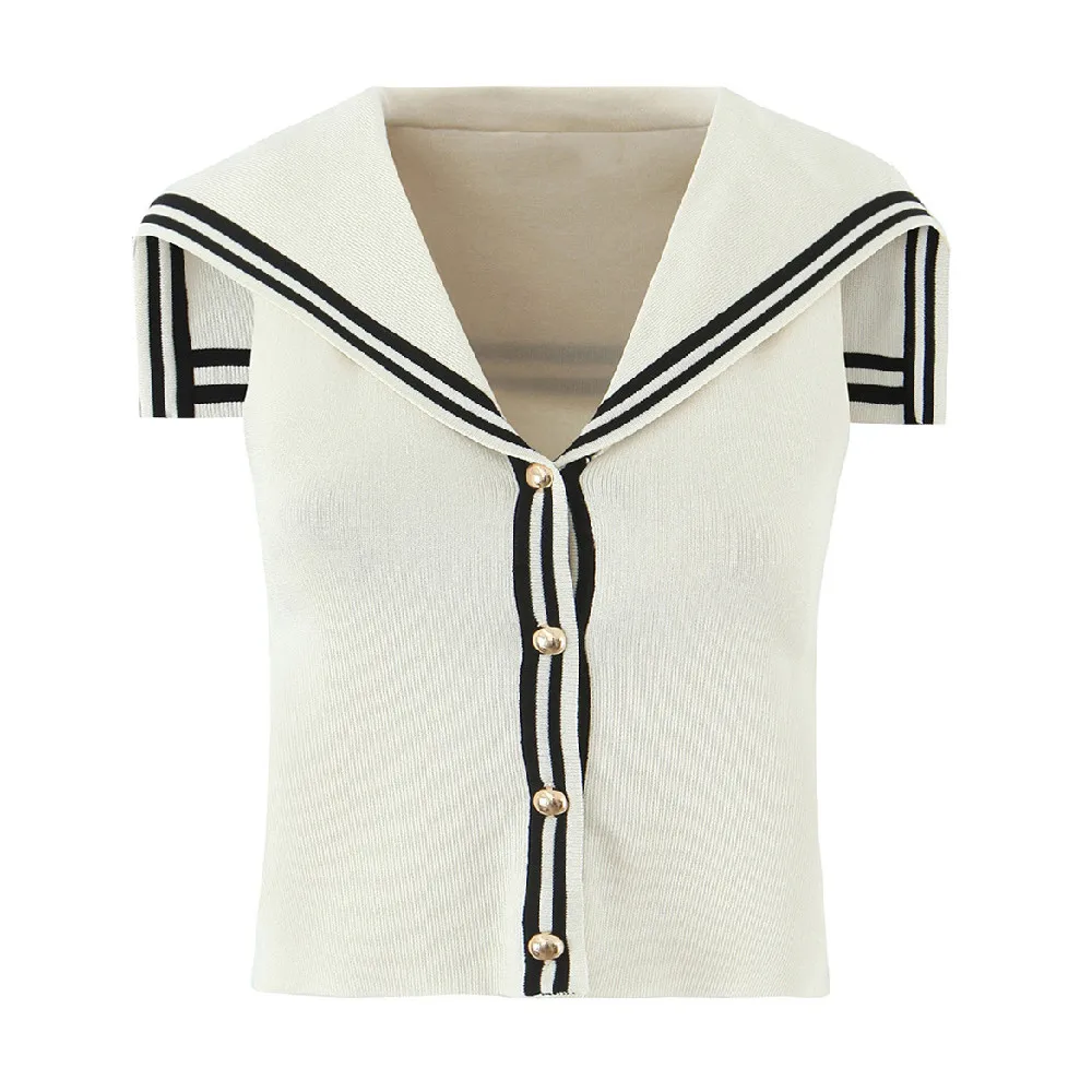 2025 American Retro Beige Strips Sailor Collar Knitting Sleeveless Cardigan Women Single-breasted Button Vest Sweater Waistcoat
2025 American Retro Beige Strips Sailor Collar Knitting Sleeveless Cardigan Women Single-breasted Button Vest Sweater Waistcoat