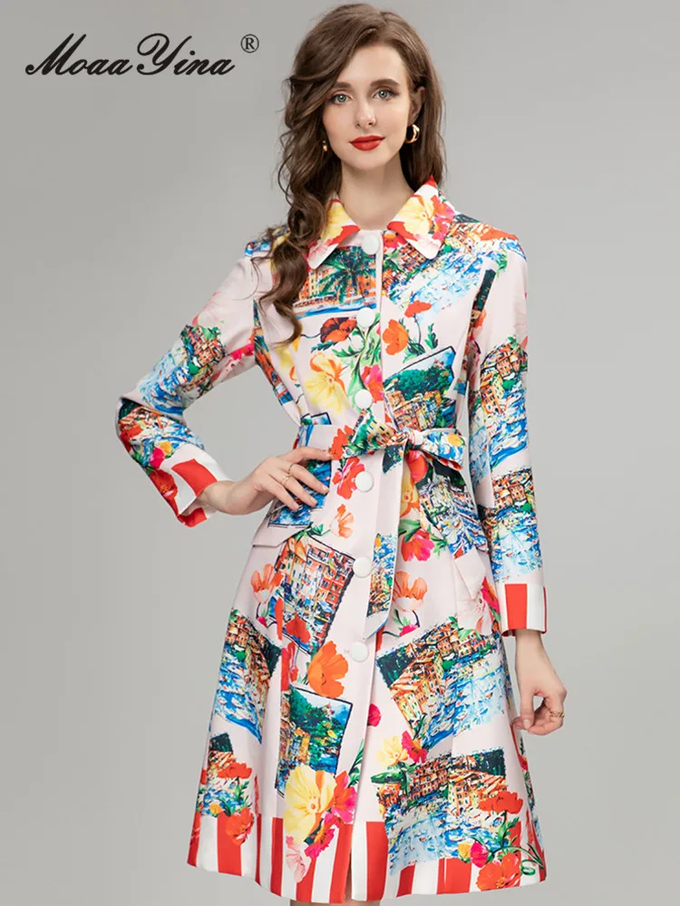MoaaYina Autumn Fashion Designer Vintage Pattern Printed Trench Coat Women's Lapel Button Frenulum Pockets Slim Long Trench Coat
MoaaYina Autumn Fashion Designer Vintage Pattern Printed Trench Coat Women's Lapel Button Frenulum Pockets Slim Long Trench Coat