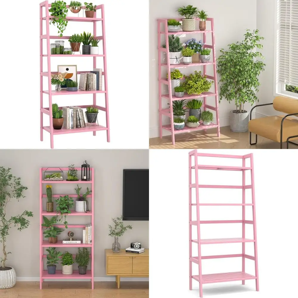 4-Tier Bamboo Ladder Bookshelf, Open Shelving for Home, Office, and Bathroom, Easy Assembly, Pink
4-Tier Bamboo Ladder Bookshelf, Open Shelving for Home, Office, and Bathroom, Easy Assembly, Pink