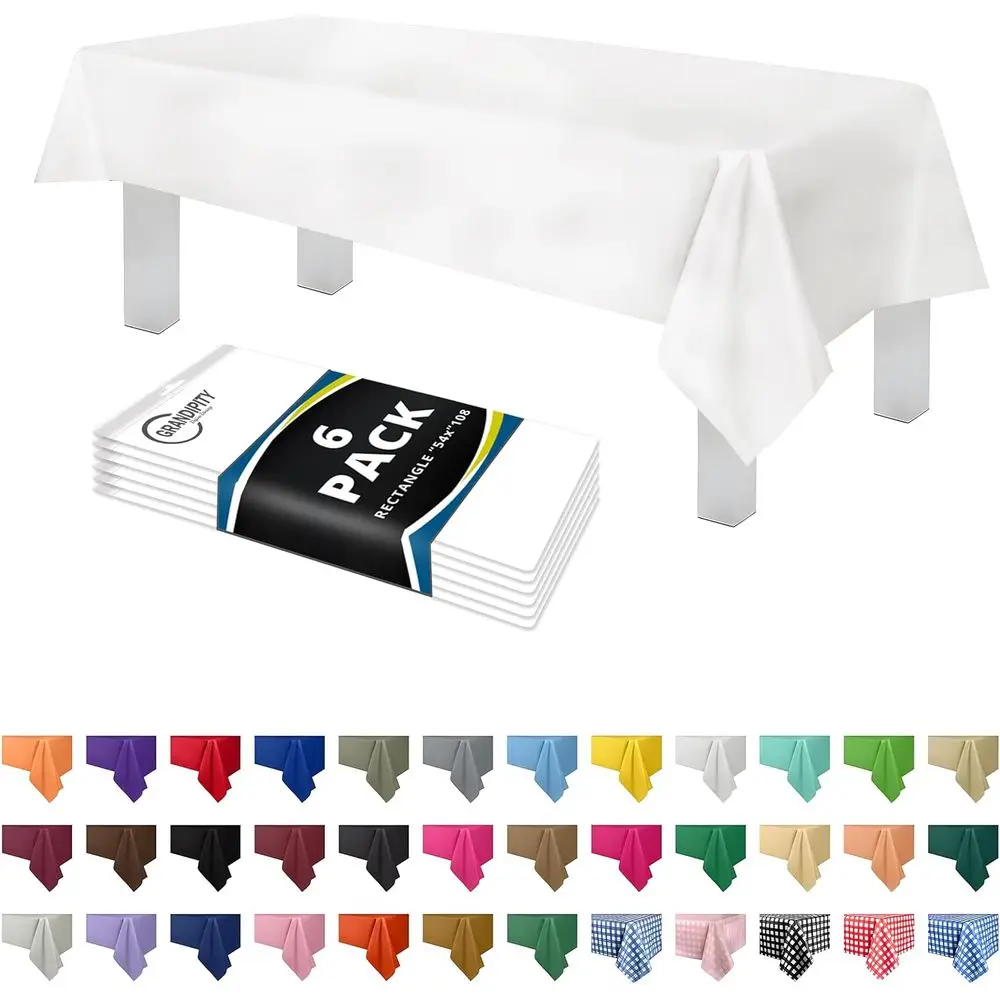 Disposable Plastic Table Covers, 6-Pack, 54 x 108, Premium Party Tablecloths, Suitable for 6 to 8 Person Tables
Disposable Plastic Table Covers, 6-Pack, 54 x 108, Premium Party Tablecloths, Suitable for 6 to 8 Person Tables
