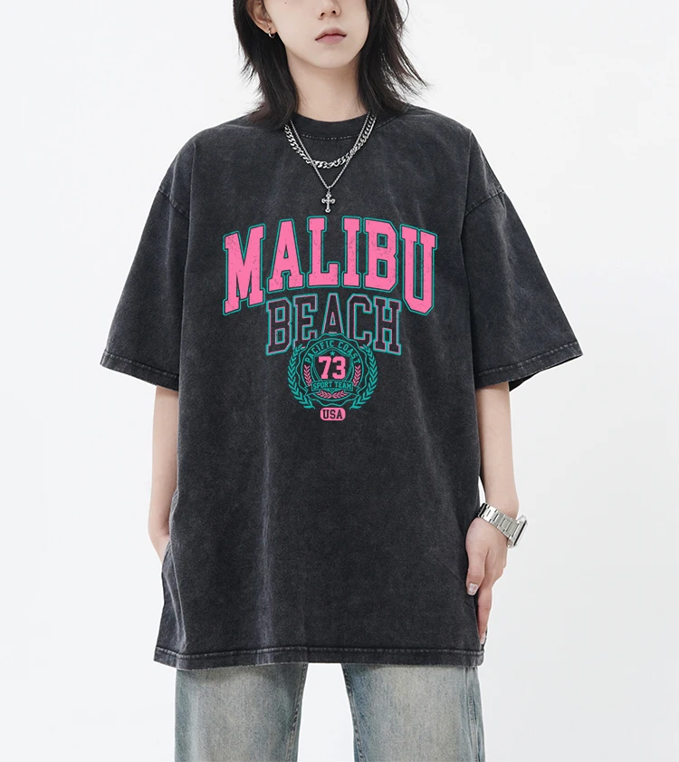Malibu Beach Simple Letter Printing Snow Wash Tee Shirts Women Summer Cotton T Shirt All-Match Casual Short Sleeve Streetwear
Malibu Beach Simple Letter Printing Snow Wash Tee Shirts Women Summer Cotton T Shirt All-Match Casual Short Sleeve Streetwear