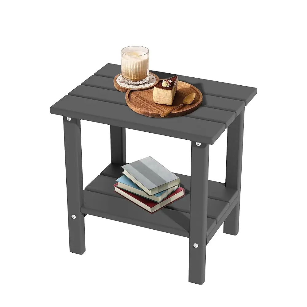 Weather Resistant Outdoor Side Table, Adironda Hdpe Small Outdoor Table, 2-Tier Small Patio Tables For Outside Or Indoor,Gray
Weather Resistant Outdoor Side Table, Adironda Hdpe Small Outdoor Table, 2-Tier Small Patio Tables For Outside Or Indoor,Gray