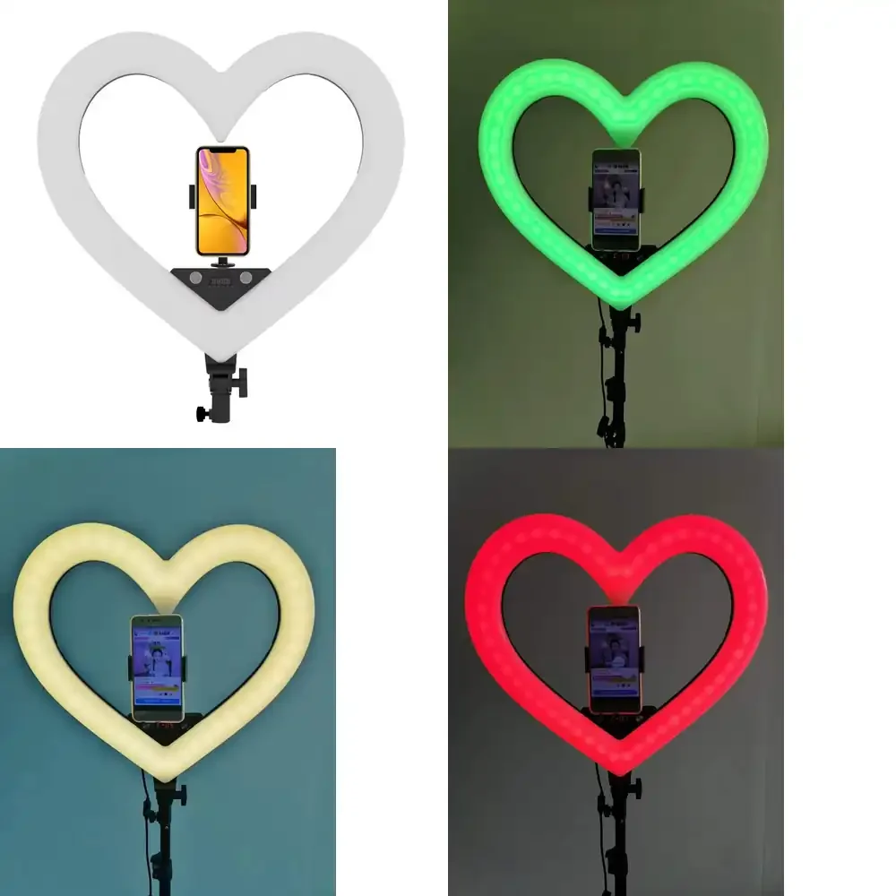 Professional RGB Mini Pour Telephone Selfie LED Dimmable Folding Portable Photo Lighting Studio Ring Light for Phone Heart
Professional RGB Mini Pour Telephone Selfie LED Dimmable Folding Portable Photo Lighting Studio Ring Light for Phone Heart