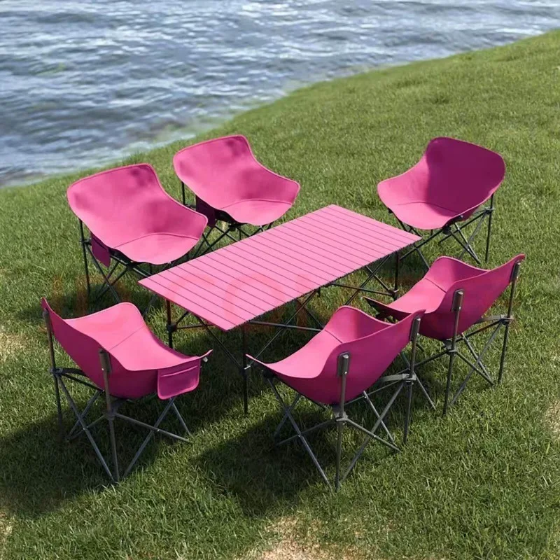 Camping table and chair outdoor folding table upgraded thickened portable pink egg roll table moon chair stall camping equipment
Camping table and chair outdoor folding table upgraded thickened portable pink egg roll table moon chair stall camping equipment