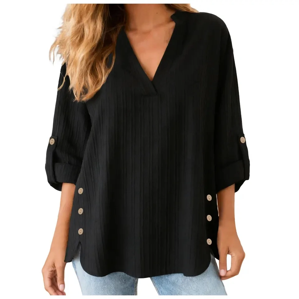 Women's Oversized Linen Blouses Long Sleeve V Neck Shirt Loose Tops Ladies Casual Blouse Solid Color Blusas Plus Size XL-5XL
Women's Oversized Linen Blouses Long Sleeve V Neck Shirt Loose Tops Ladies Casual Blouse Solid Color Blusas Plus Size XL-5XL