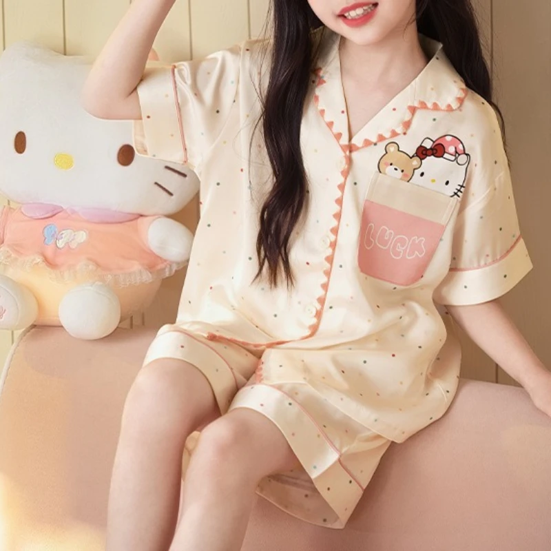 Summer Girls Ice Silk Pajamas Thin Breathable Soft Sleepwear Set Short Sleeve Lightweight Cute Cartoon Loungewear
Summer Girls Ice Silk Pajamas Thin Breathable Soft Sleepwear Set Short Sleeve Lightweight Cute Cartoon Loungewear
