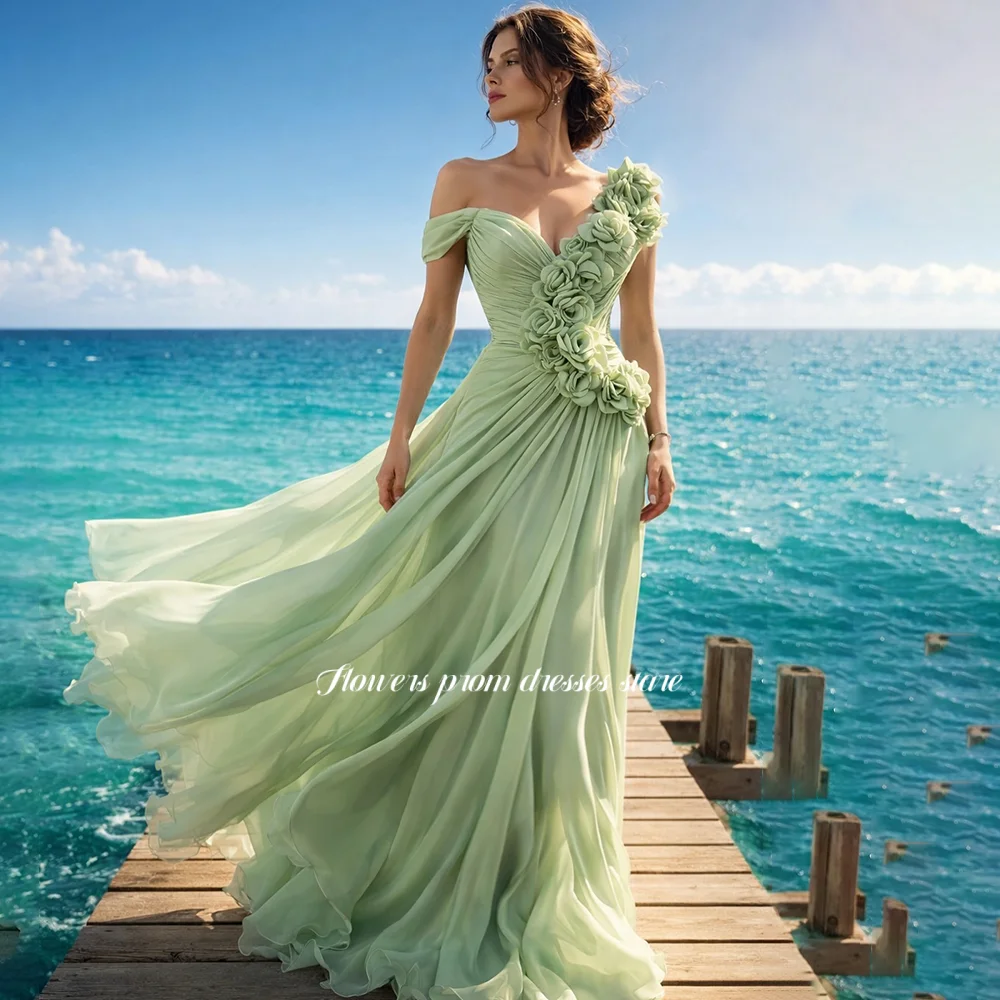 Flowers Green Prom Dress with 3D Flowers A Line Party Dresses with Pleats Off Shoulder Celebrity Dress Robe De Soirée Customized
Flowers Green Prom Dress with 3D Flowers A Line Party Dresses with Pleats Off Shoulder Celebrity Dress Robe De Soirée Customized