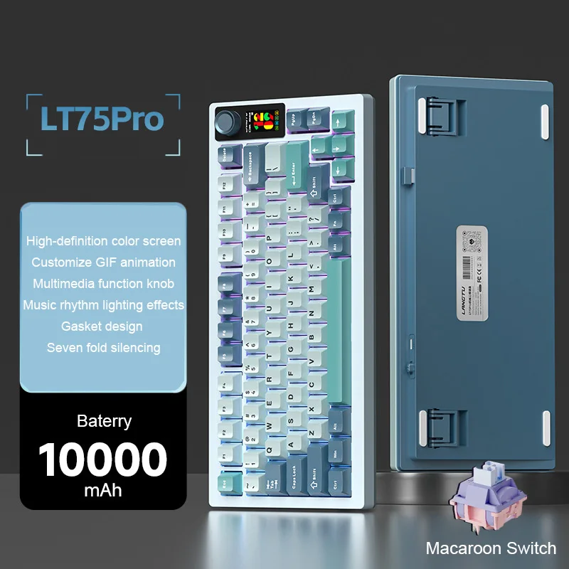 LT75 PRO Custom Gasket RGB Wireless Hot Swap Tri-Mode Mechanical Keyboard Gaming Keyboard with Display Screen&Knob for Win Mac
LT75 PRO Custom Gasket RGB Wireless Hot Swap Tri-Mode Mechanical Keyboard Gaming Keyboard with Display Screen&Knob for Win Mac