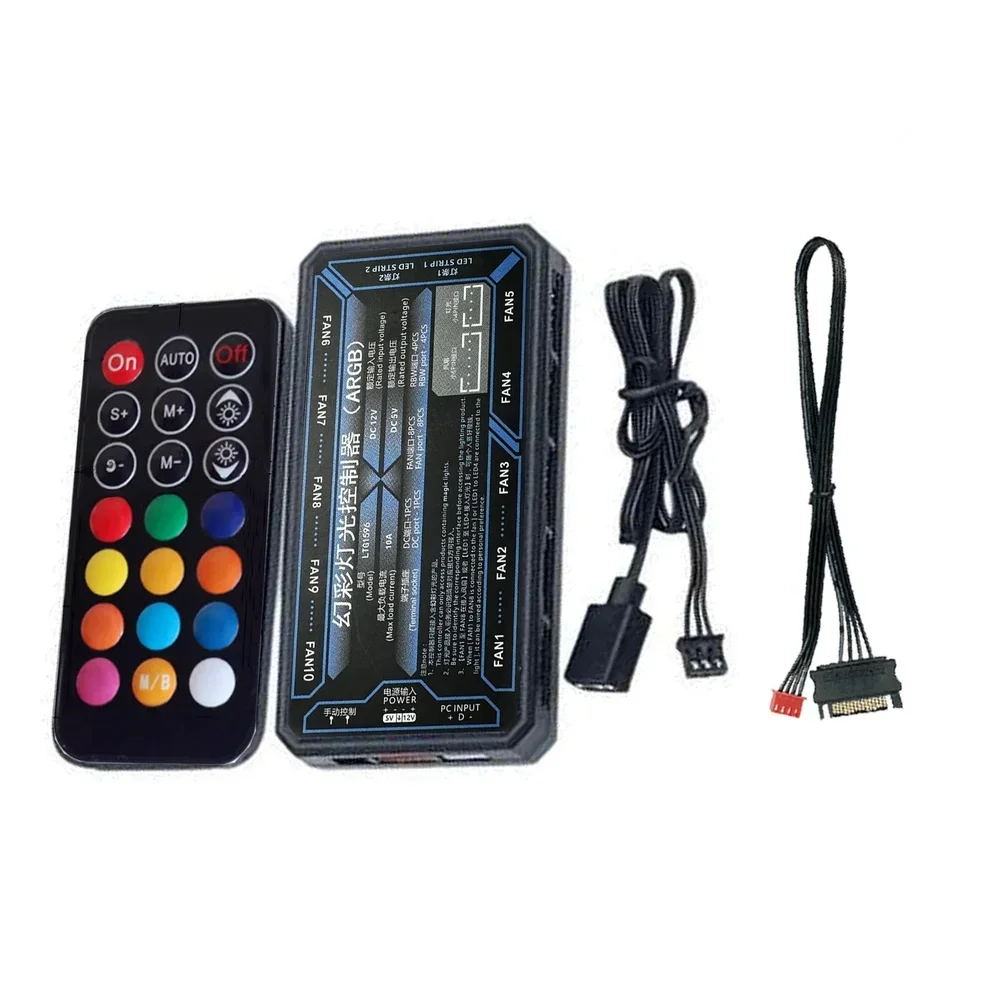 ARGB Fan Controller 6Pin Hub With Wireless Remote Music Syncs For PC Case Cooling System Lighting Accessories
ARGB Fan Controller 6Pin Hub With Wireless Remote Music Syncs For PC Case Cooling System Lighting Accessories