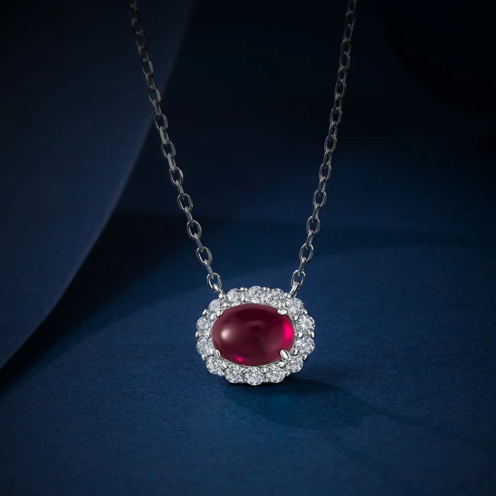 New S925 Silver 2.2ct Ruby/Sapphire Necklace Set with Candy Bean Shape 6 * 8 Versatile Fashion Necklace Wedding Jewelry
New S925 Silver 2.2ct Ruby/Sapphire Necklace Set with Candy Bean Shape 6 * 8 Versatile Fashion Necklace Wedding Jewelry