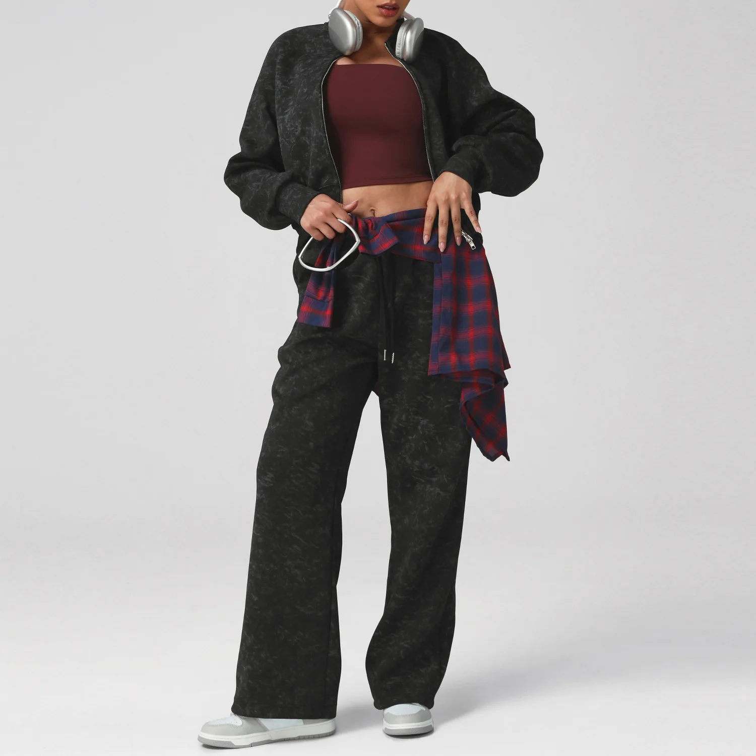 Осенне-зимняя спортивная одежда с принтом тай-дай, повседневные спортивные куртки на молнии с длинными рукавами, широкие брюки с высокой талией, костюм для бега для фитнеса
Осенне-зимняя спортивная одежда с принтом тай-дай, повседневные спортивные куртки на молнии с длинными рукавами, широкие брюки с высокой талией, костюм для бега для фитнеса