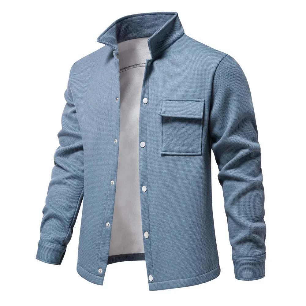 New Fashion Men's Solid Waffle Fleece Jackets Thick Warm Pocket Design Button Down Coats Stand Collar Outwear Jacket for Men
New Fashion Men's Solid Waffle Fleece Jackets Thick Warm Pocket Design Button Down Coats Stand Collar Outwear Jacket for Men