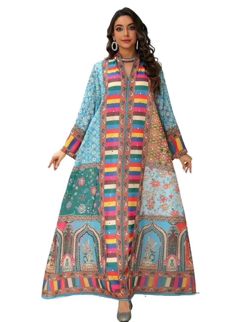 Eid Print Women Dress Muslim Abaya Chiffon Jalabiya Diamond Party Caftan Ramadan Dresses Vestidos Largos Kaftan Arab Robe 2025 
Eid Print Women Dress Muslim Abaya Chiffon Jalabiya Diamond Party Caftan Ramadan Dresses Vestidos Largos Kaftan Arab Robe 2025