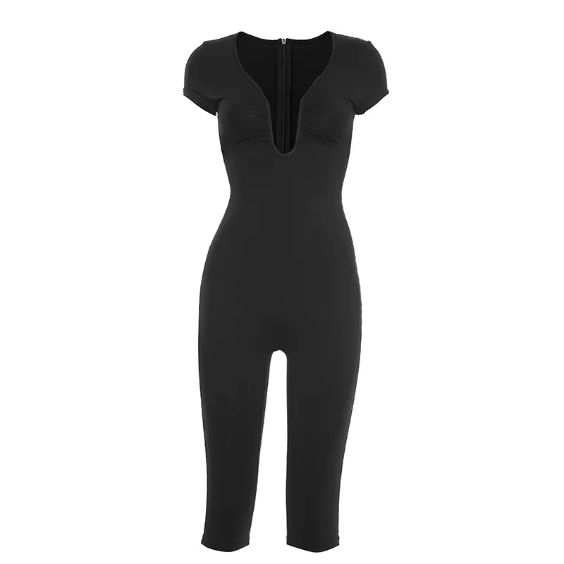 Solid color sexy slim fit slimming chest U-neck jumpsuit
Solid color sexy slim fit slimming chest U-neck jumpsuit