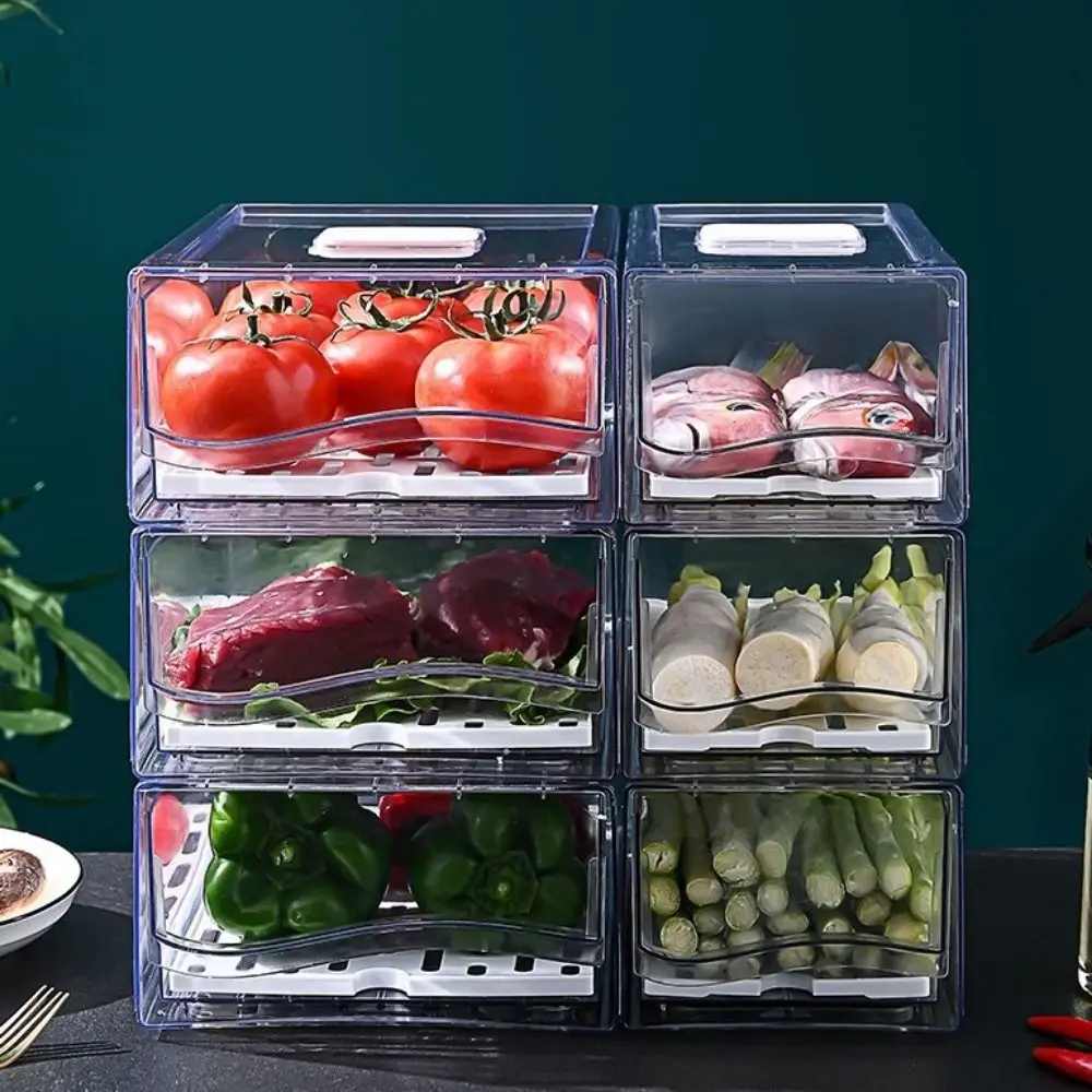 Plastic Drawer-type Fresh-keeping Box Transparent Large Capacity Refrigerator Storage Box with Drain Tray Stackable
Plastic Drawer-type Fresh-keeping Box Transparent Large Capacity Refrigerator Storage Box with Drain Tray Stackable